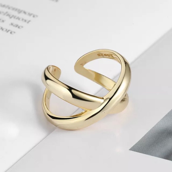 NEW 925 Sterling Silver Adjustable Criss Cross X Ring - Picture 3 of 6